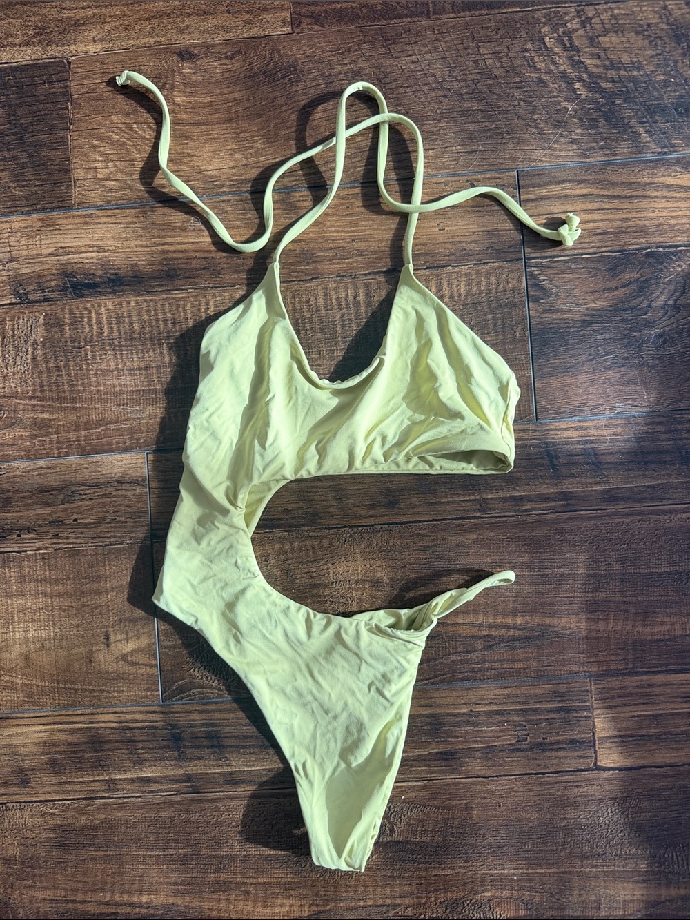 Free People x Toast Swim cutout bathing suit in yellow green